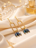 Gold Frame Crystal Bead Earrings